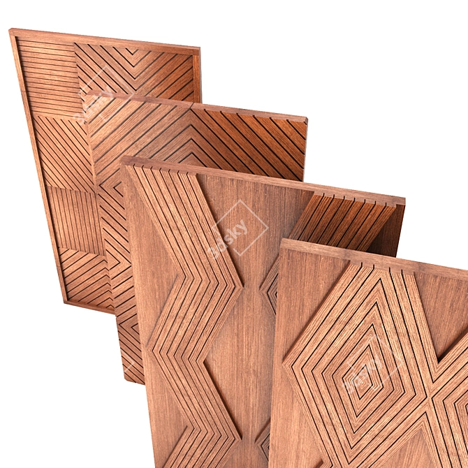 Premium Wood Panel 1200x600mm 3D model image 2