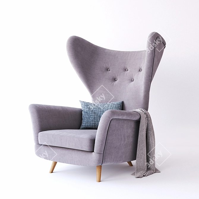 Luxurious Wing Lounge Armchair 3D model image 2