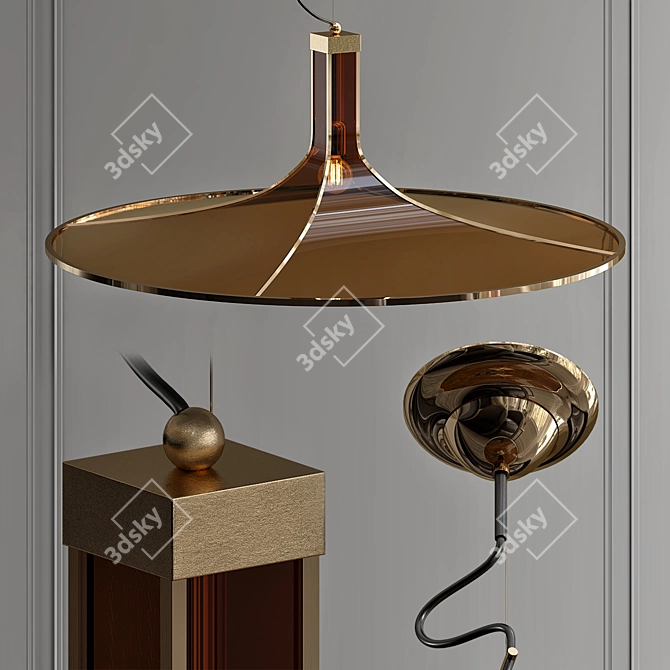 Elegant Esperia Glass Chandelier 3D model image 1