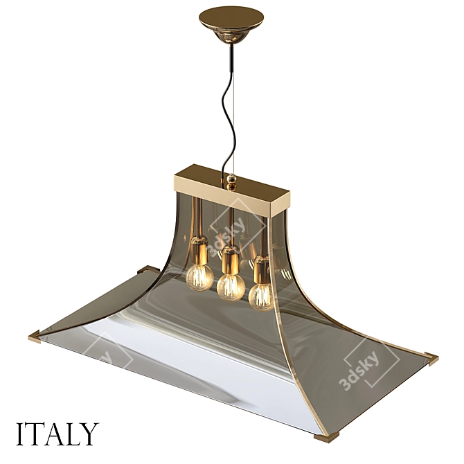 1970s Italia Pagoda Glass Chandelier 3D model image 1