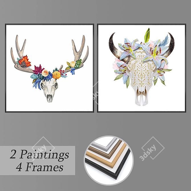 Modern Wall Art Set 3D model image 1