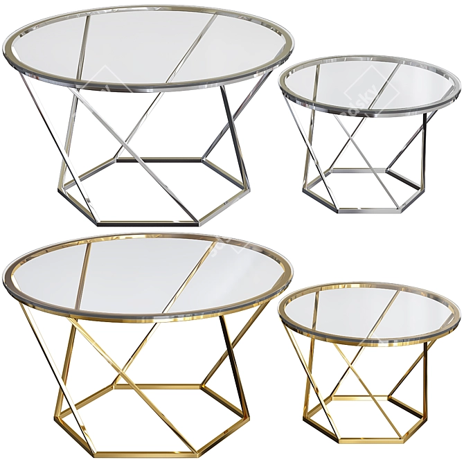 Modern Glass Nesting Coffee Tables 3D model image 1