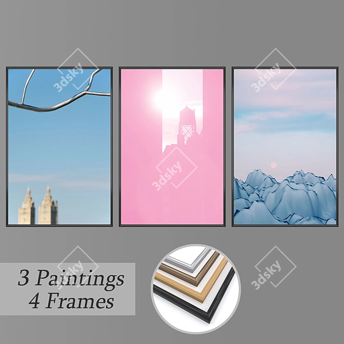 Modern Wall Paintings Set 1457 3D model image 1