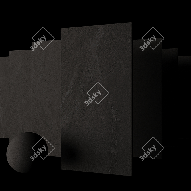 Stylish Black Stone Tile Set 3D model image 2