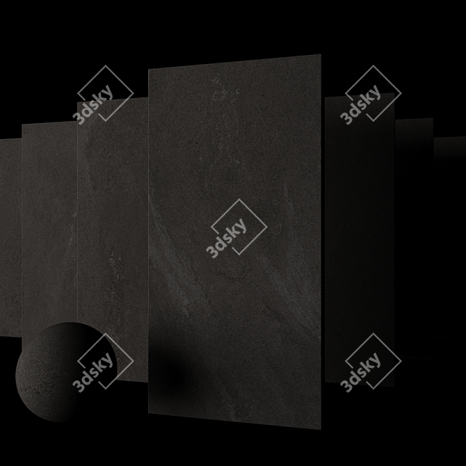 Tierra Black Stone Set Tiles 3D model image 2