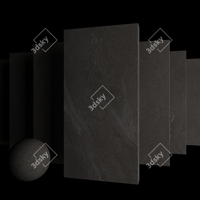 Tierra Black Stone Set Tiles 3D model image 3