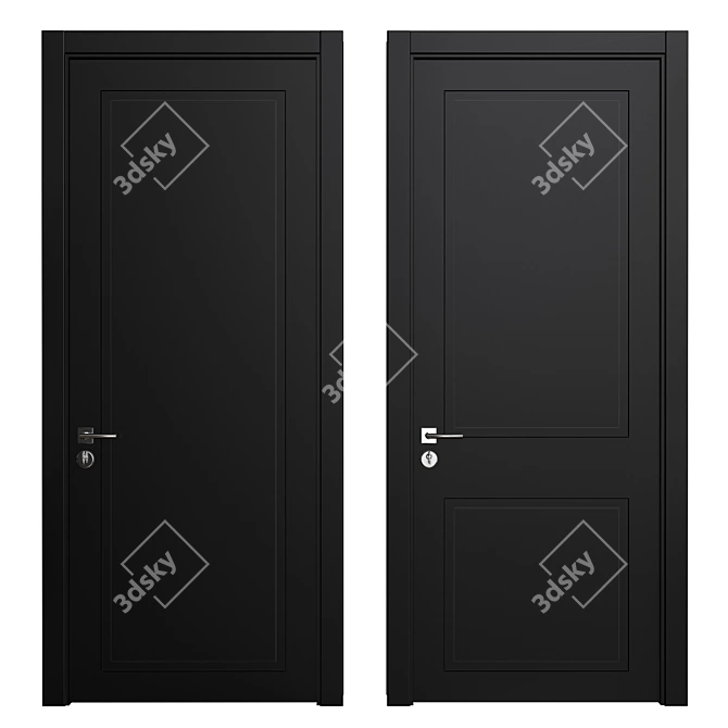 Modern Rustic Wooden Door 3D model image 1