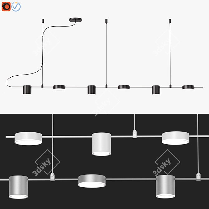 Sleek Counterpoint Linear Pendant 3D model image 1