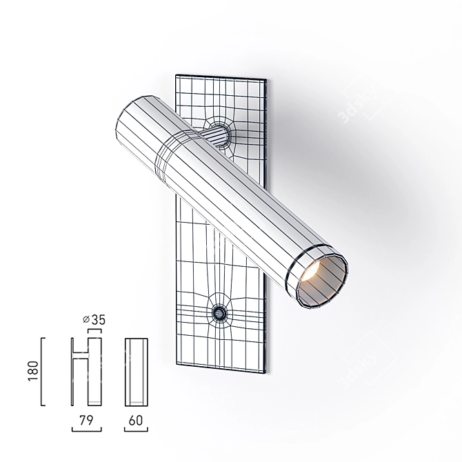 Compact Wall-mounted Bedside Lamp 3D model image 4