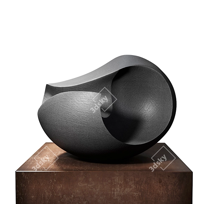 Black Clay Rust Sculpture 3D model image 1