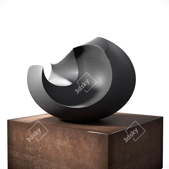 Black Clay Rust Sculpture 3D model image 3