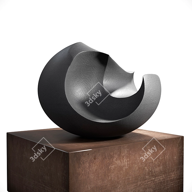 Black Clay Rust Sculpture 3D model image 4