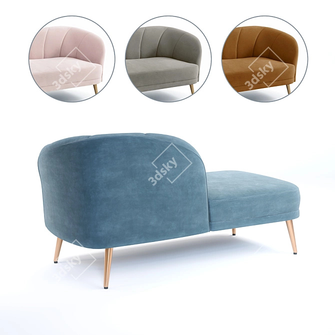 Velvet Daybed, LEONE 3D model image 4