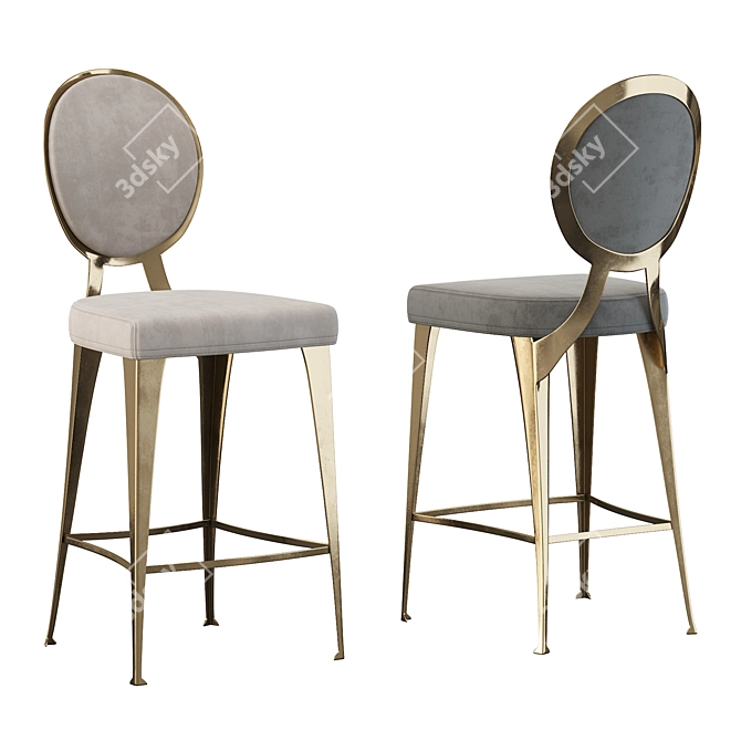 Modern Steel Barstool with Exposed Backrest 3D model image 1