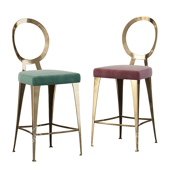 Modern Steel Barstool with Exposed Backrest 3D model image 2