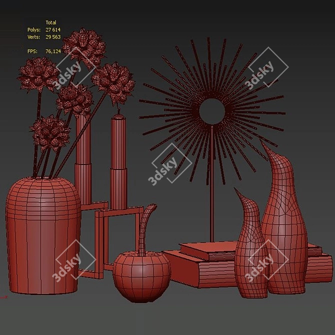 Designer Decor Set: Vase, Marble Decoration, Cherry, Penguin, Candleholder 3D model image 3