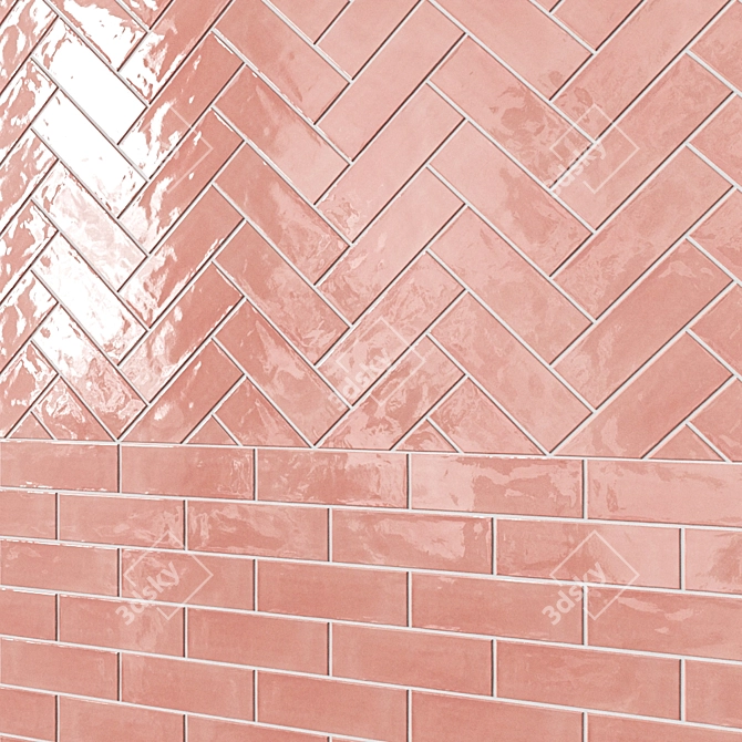 Herringbone Pattern Tiles - Various Colors 3D model image 4