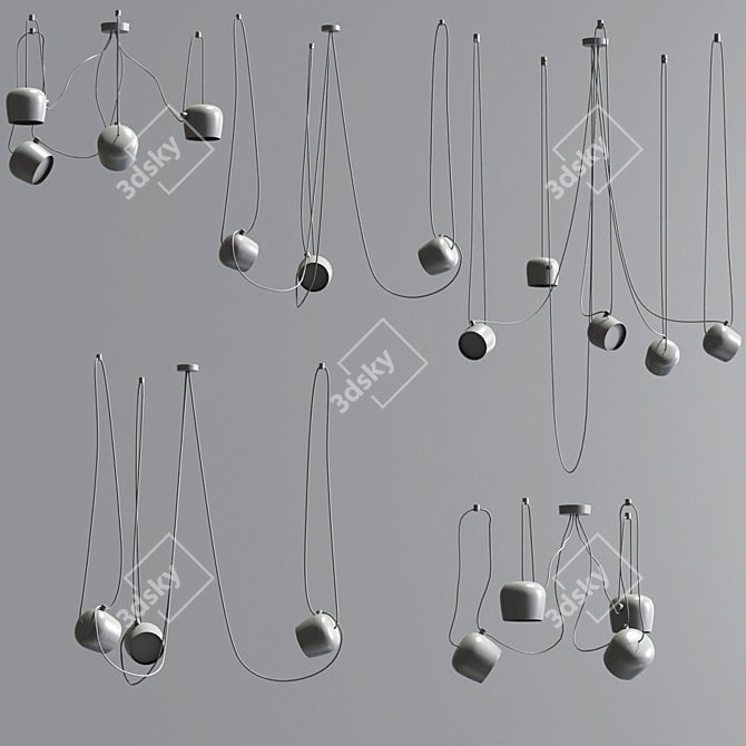 Sleek Chrome Lighting Set 3D model image 2