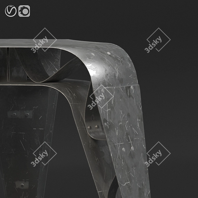 Galvanized Metal Stool: Stylish and Versatile 3D model image 2