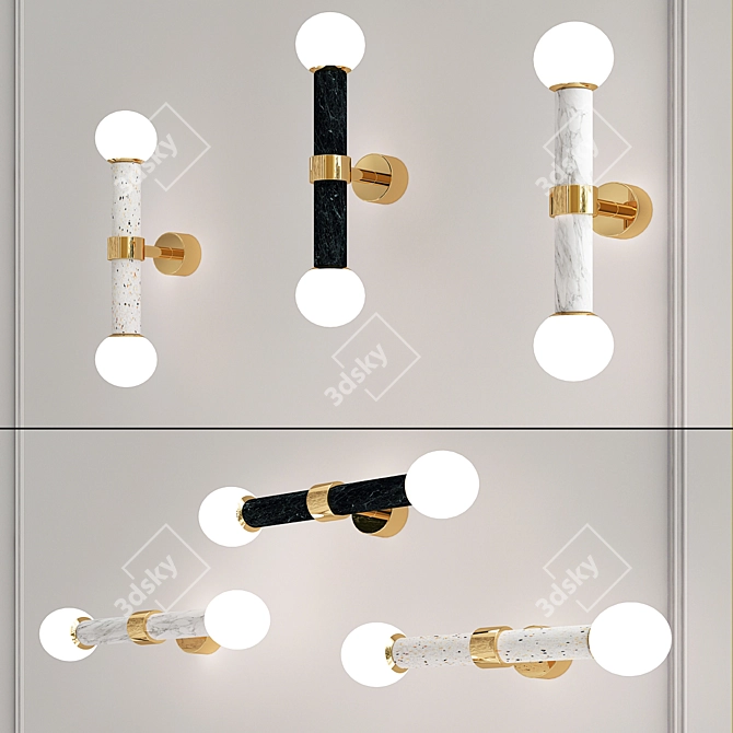 Elegant Marble Wall Sconce 3D model image 2