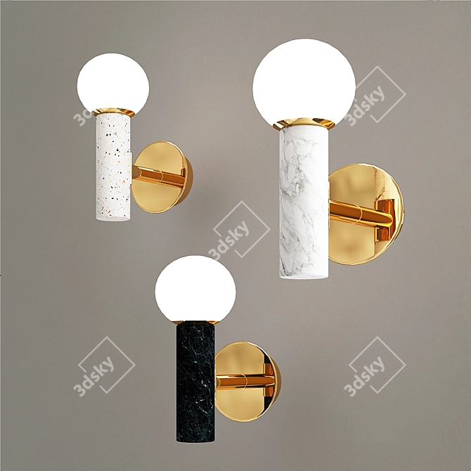 Elegant Marble Wall Sconce 3D model image 3