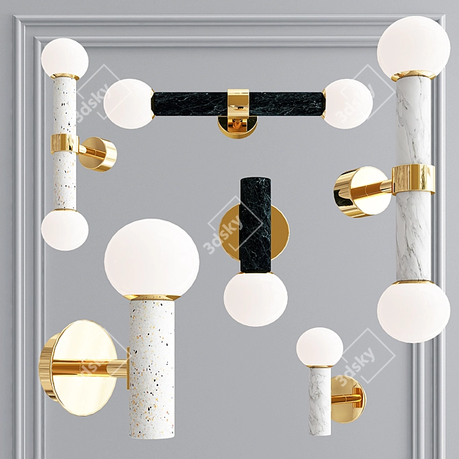 Elegant Marble Wall Sconce 3D model image 5