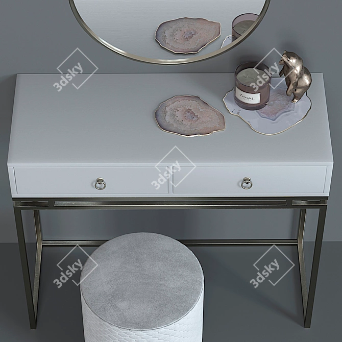 Luxury Dressing Table Set by SteelMebel 3D model image 2