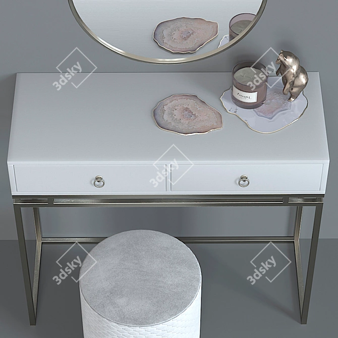 Luxury Dressing Table Set by SteelMebel 3D model image 6