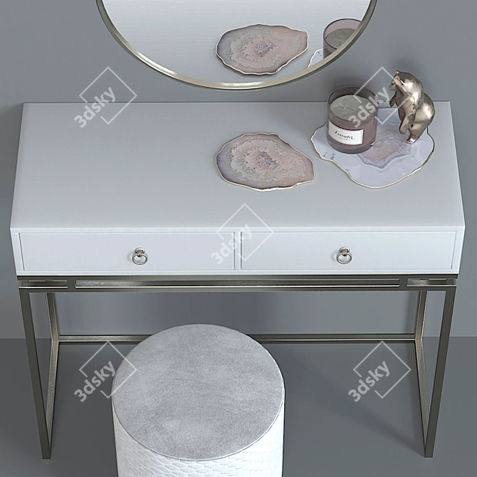 Luxury Dressing Table Set by SteelMebel 3D model image 7