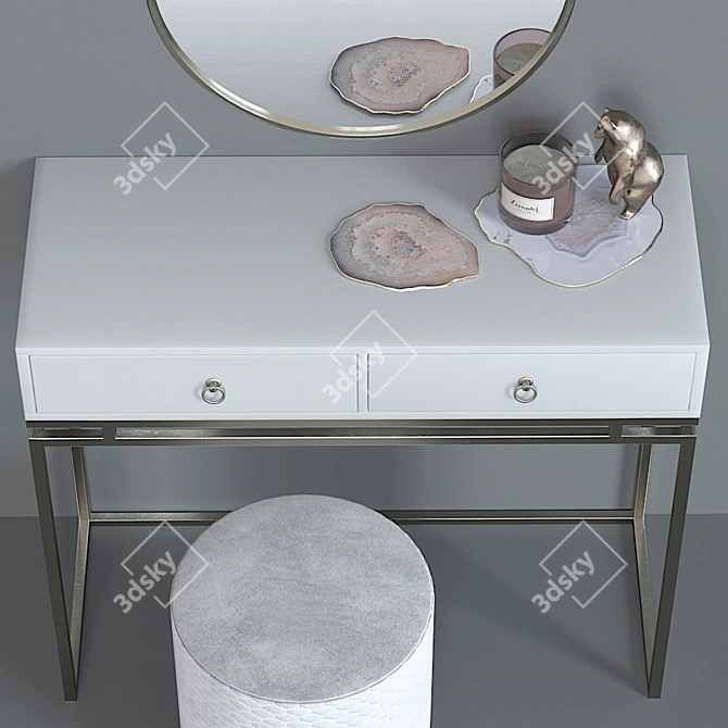 Luxury Dressing Table Set by SteelMebel 3D model image 8