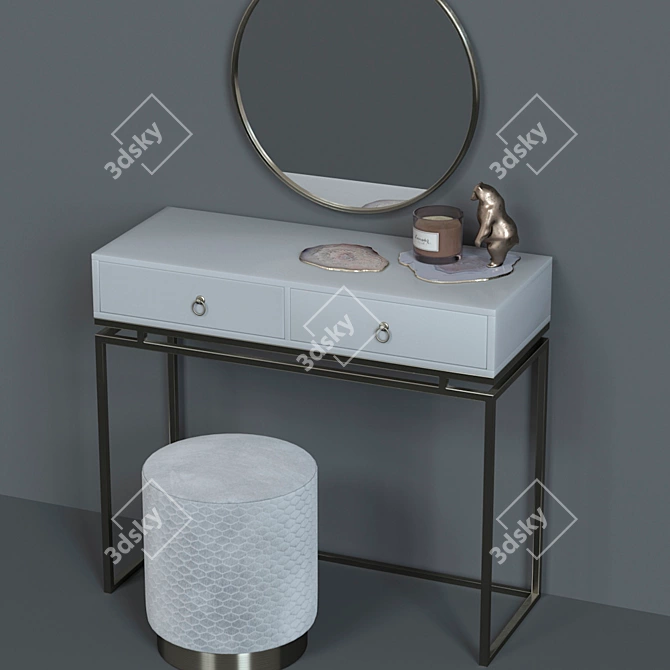 Luxury Dressing Table Set by SteelMebel 3D model image 12