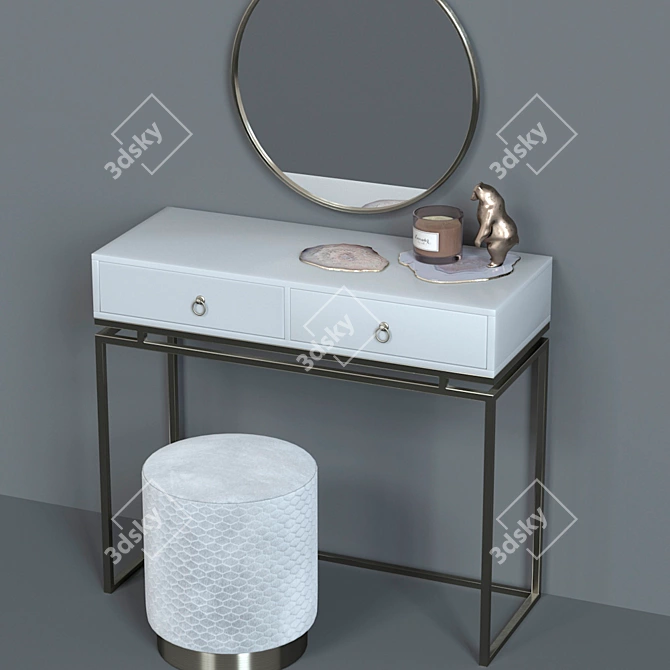 Luxury Dressing Table Set by SteelMebel 3D model image 13