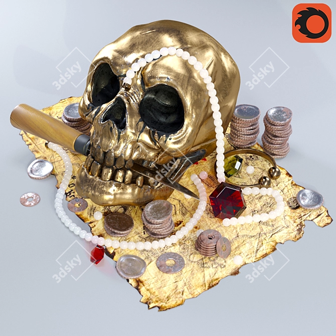 Gothic Skeleton Decorative Sculpture 3D model image 1