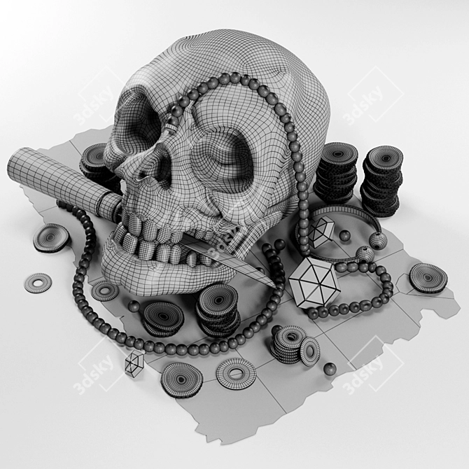 Gothic Skeleton Decorative Sculpture 3D model image 11