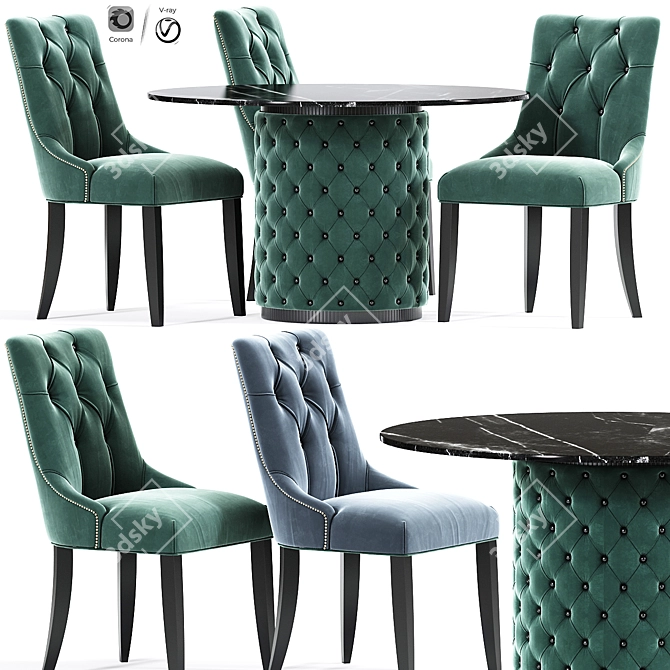 Luxury Chesterfield Dining Set 3D model image 1