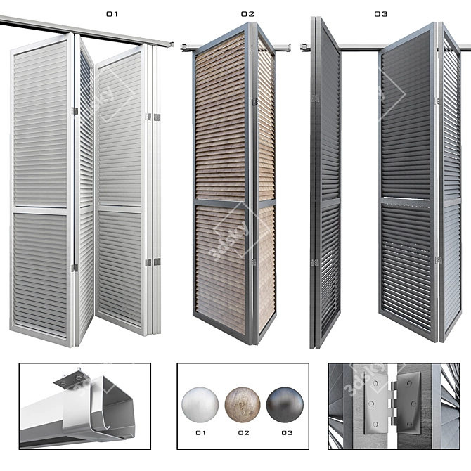 3-in-1 Sliding Door Kit 3D model image 1