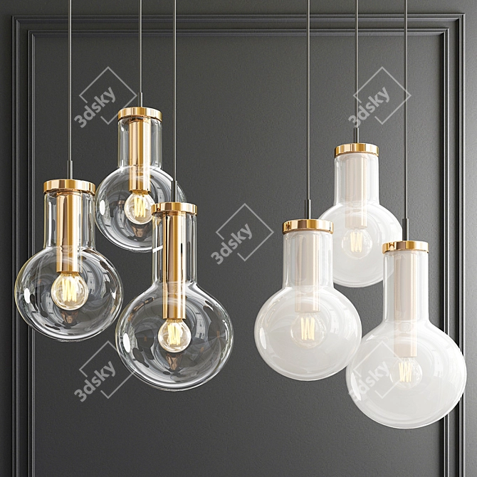 Vintage Bulb Pendant Lights 3-Pack 3D model image 1