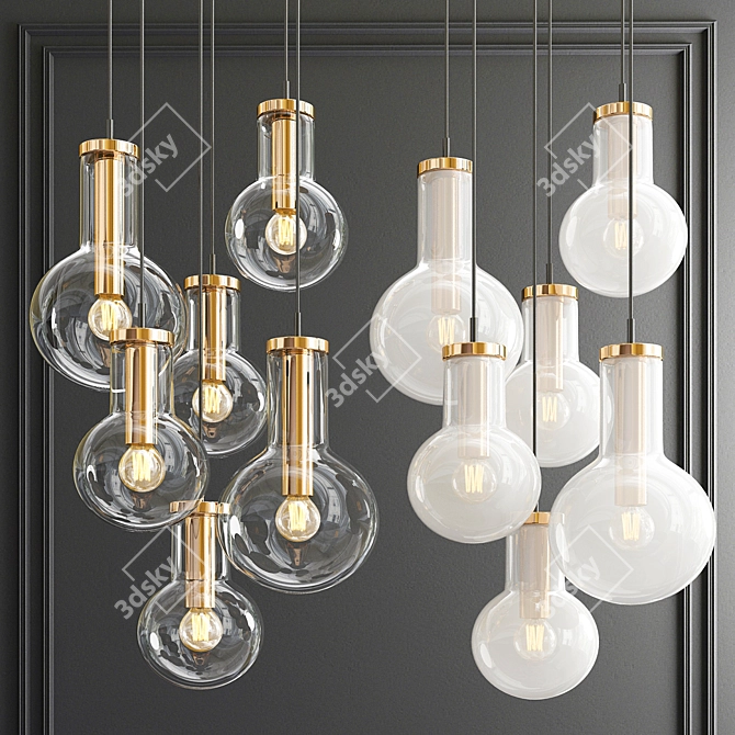 Modern Industrial Bulb Pendant - 6 Light 3D model image 1