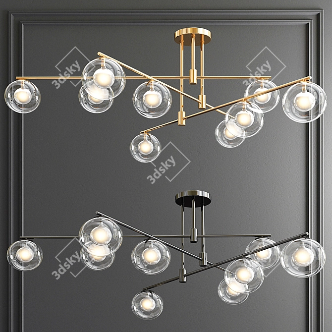 Elegant Orb Glass Chandelier 3D model image 1