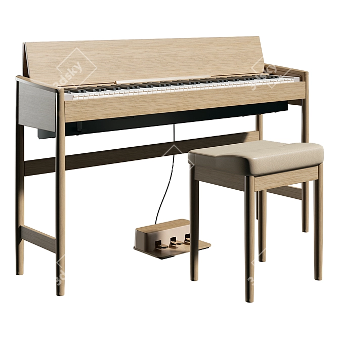 Roland & Karimoku Kiyola: Japanese Handmade Digital Piano with SuperNATURAL Technology 3D model image 1