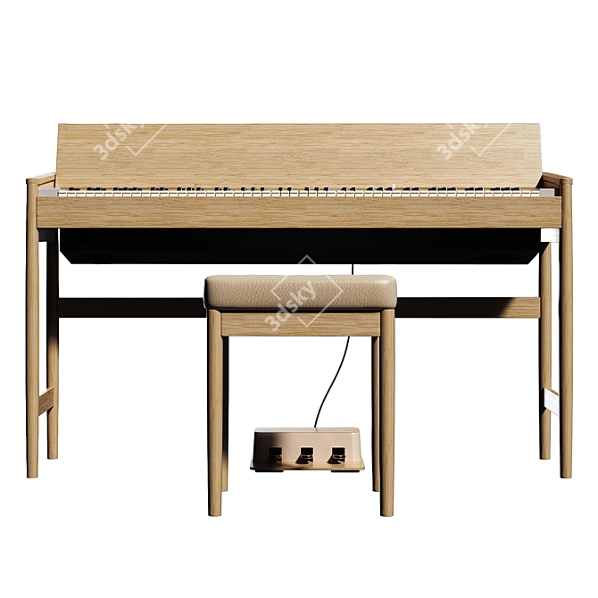 Roland & Karimoku Kiyola: Japanese Handmade Digital Piano with SuperNATURAL Technology 3D model image 3