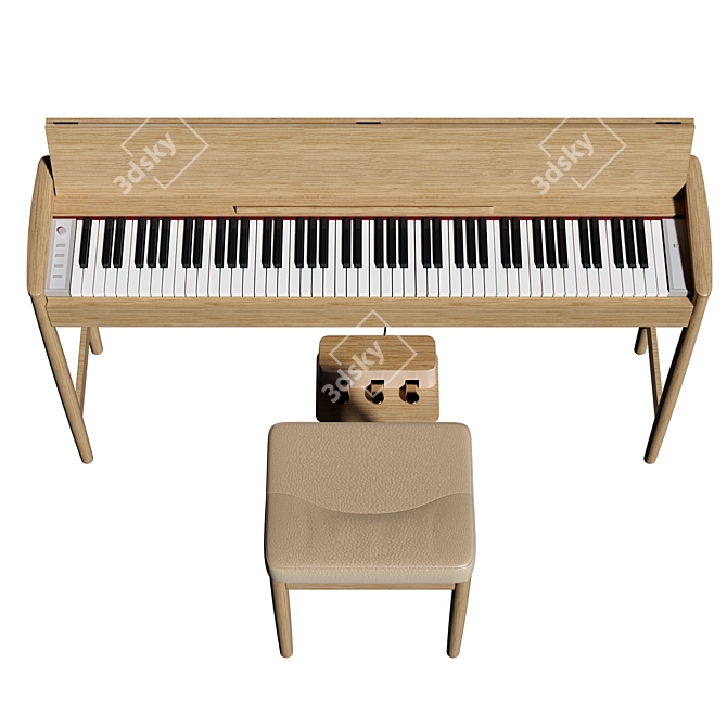 Roland & Karimoku Kiyola: Japanese Handmade Digital Piano with SuperNATURAL Technology 3D model image 4