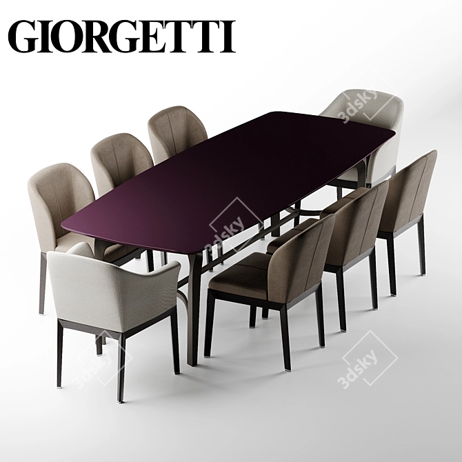 Elegant Dining Set: Table & Chairs 3D model image 2