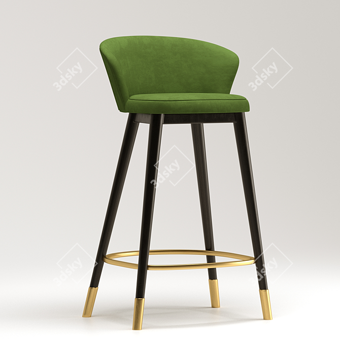 Sleek Metal Bar Stool 3D model image 2