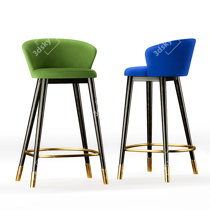 Sleek Metal Bar Stool 3D model image 5