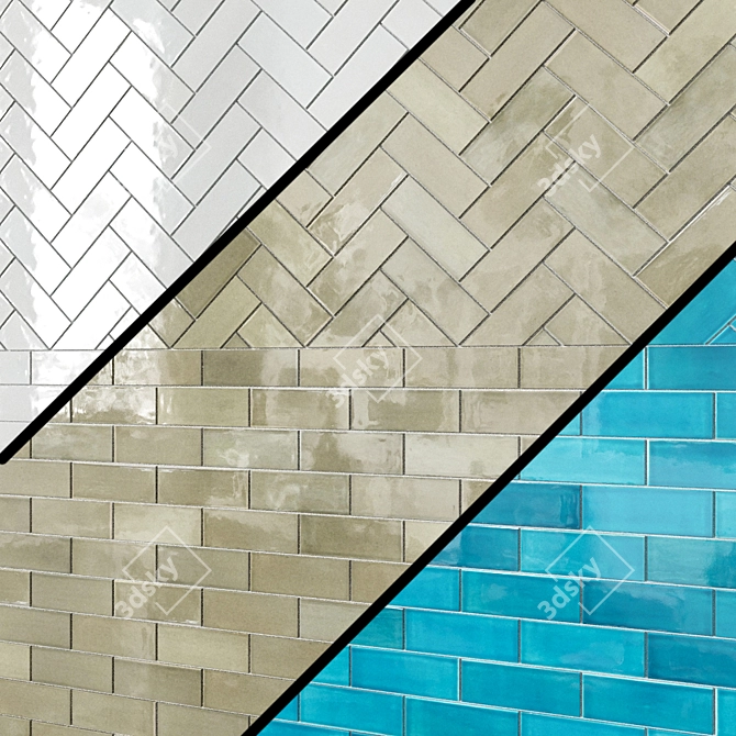 3"x8" Subway Tile - Sea Mist: Elegant and Versatile 3D model image 4