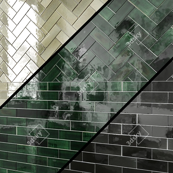 3"x8" Subway Tile - Sea Mist: Elegant and Versatile 3D model image 5