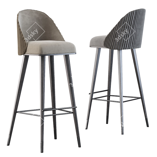 Modern Nubuck Barstool with Gloss Varnish Frame 3D model image 1