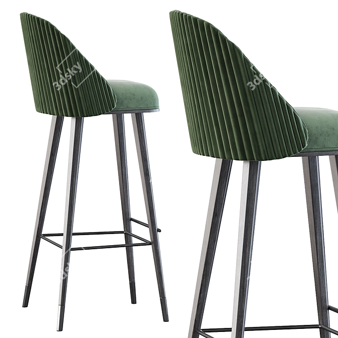 Modern Nubuck Barstool with Gloss Varnish Frame 3D model image 4