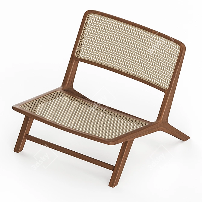 Elegant Rattan Armchair - Classic Comfort 3D model image 3